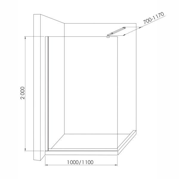 Душова стінка WALK-IN 110 см IMPRESE s09111004MV, черный матовый 95158 фото