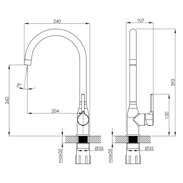 Змішувач для кухні IMPRESE KUCERA f03403401AB, хром 95505 фото