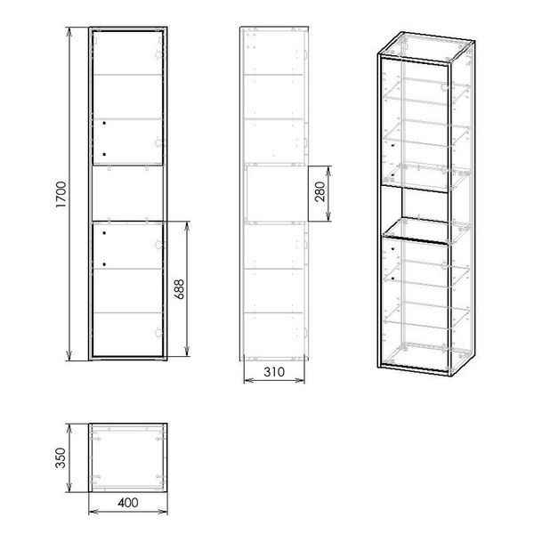 Пенал для ванної IMPRESE VYSKOV f3253Dr 170x40, колір дуб 76744 фото