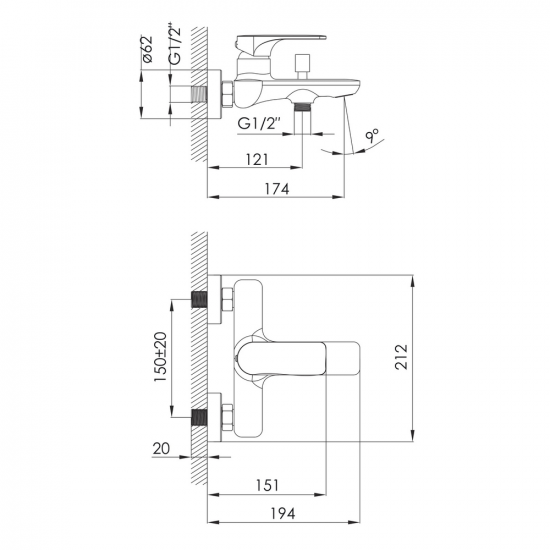 Змішувач для ванни IMPRESE LEDNICE f03207902BA, нікель 91965 фото