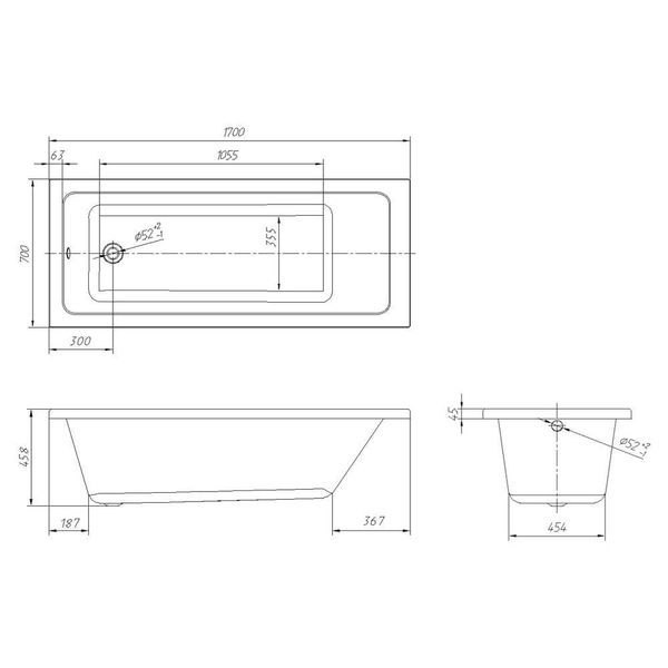 Ванна акрилова IMPRESE VALTICE 170x70 VALTICE170 67974 фото