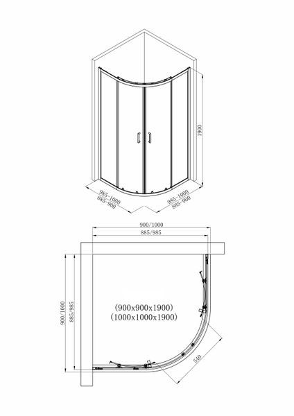Душевая кабина угловая 90x90 IMPRESE VALTICE i51585, черный матовый 95148 фото