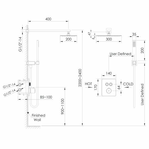 Душова система з термостатом прихованого монтажу IMPRESE GRAFIKY ZMK0624010481, хром 93815 фото