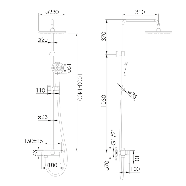 Душова система зі змішувачем для душу IMPRESE SAFIR t030S08101SR, хром 93125 фото
