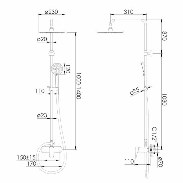 Душова система IMPRESE KVET t030S07201SR 93324 фото