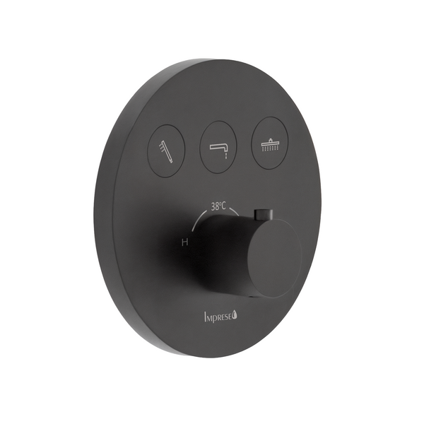 Душова система з термостатом прихованого монтажу 3 функції IMPRESE KUCERA t04803410SBC, чорний матовий 97016 фото