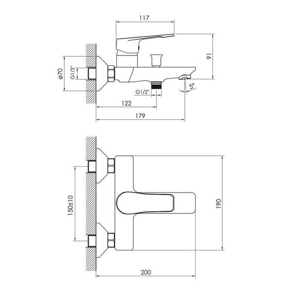 Змішувач для ванни IMPRESE VITE f03207401AA, хром 84131 фото