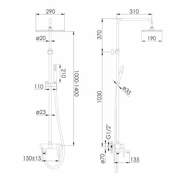 Душова система IMPRESE SAFIR t030B08101SQ 93320 фото