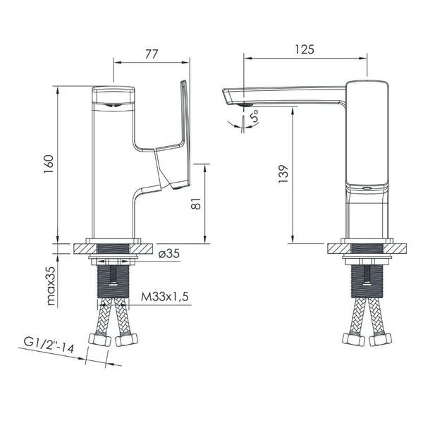 Змішувач для умивальника IMPRESE GRAFIKY ZMK041807012, чорний нікель 60058 фото