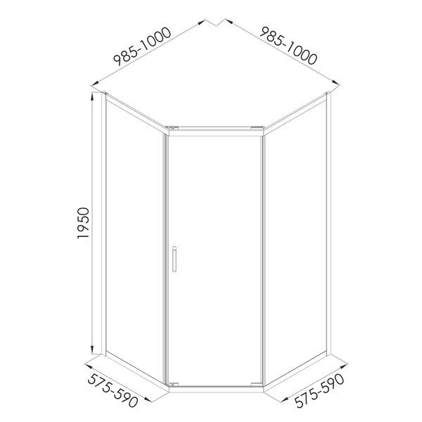 Душова кабіня п'ятикутна 100x100 IMPRESE SKALA s09806051GR, хром сатин 95145 фото